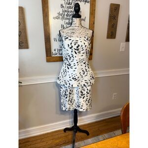 Banana Republic Women's Floral Tank & Skirt 2Pc Set Black White Sz 8/6 NWOT